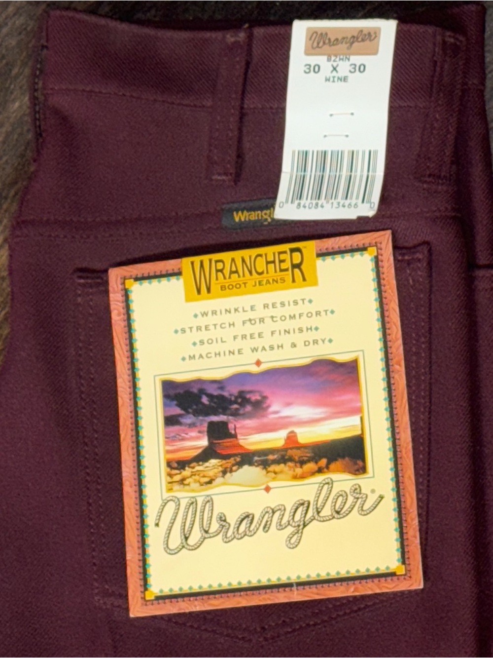 Wrangler Wine Colored Pants with Patch Detail - Picture 3 of 16